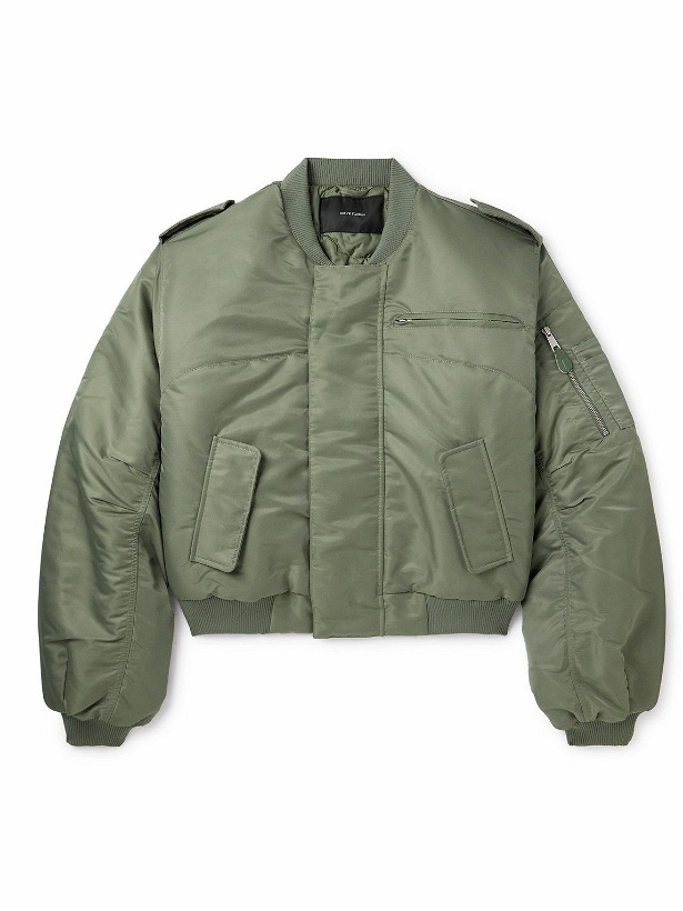 Photo: Entire Studios - A-2 Oversized Cropped Quilted Nylon-Satin Bomber Jacket - Green