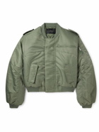 Entire Studios - A-2 Oversized Cropped Quilted Nylon-Satin Bomber Jacket - Green