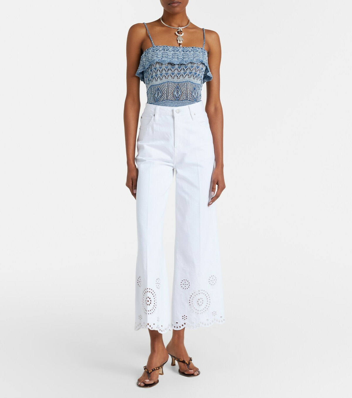 Frame The Eyelet embroidered flared jeans