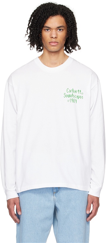 Photo: Carhartt Work In Progress White Soundface Long Sleeve T-Shirt