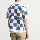 Wax London Men's Porto Square Crochet Shirt in Ecru/Blue
