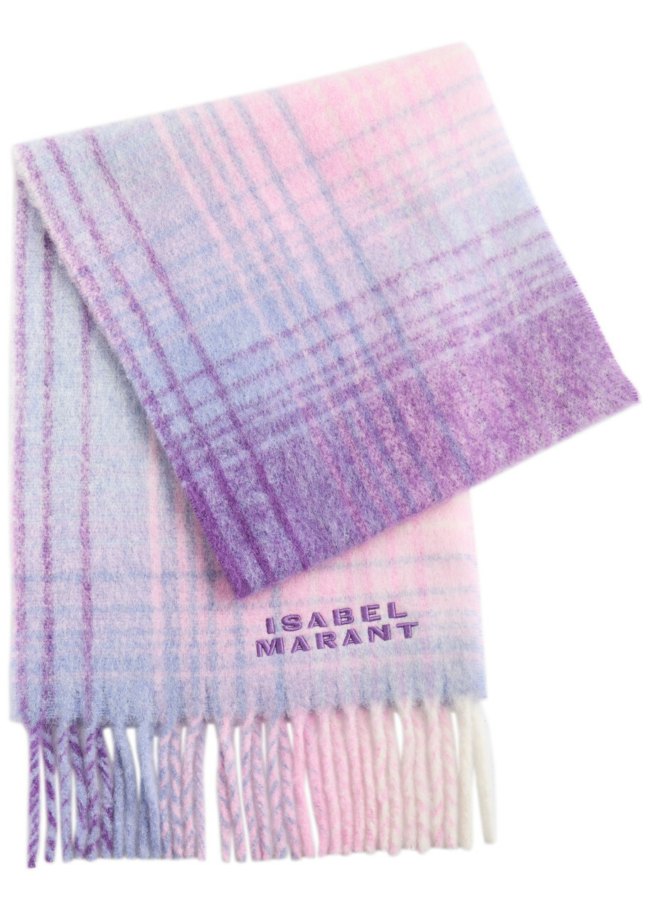 【Isabel Marant】 Firnyストライプ alpaca-blendスカーフ Isabel Marant Firny Checked Alpaca-blend Scarf - Lilac - One