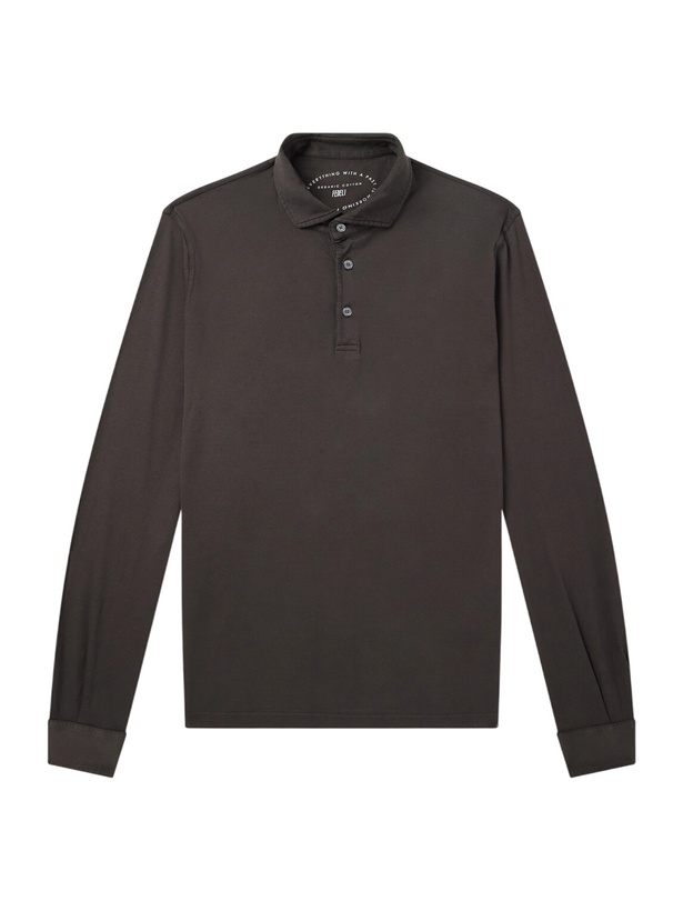 Photo: FEDELI - Cotton-Jersey Polo Shirt - Brown