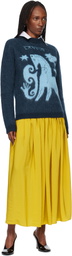 Lanvin Yellow Basque Charmeuse Midi Skirt