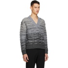 Sean Suen Grey Quilted V-Neck Sweater