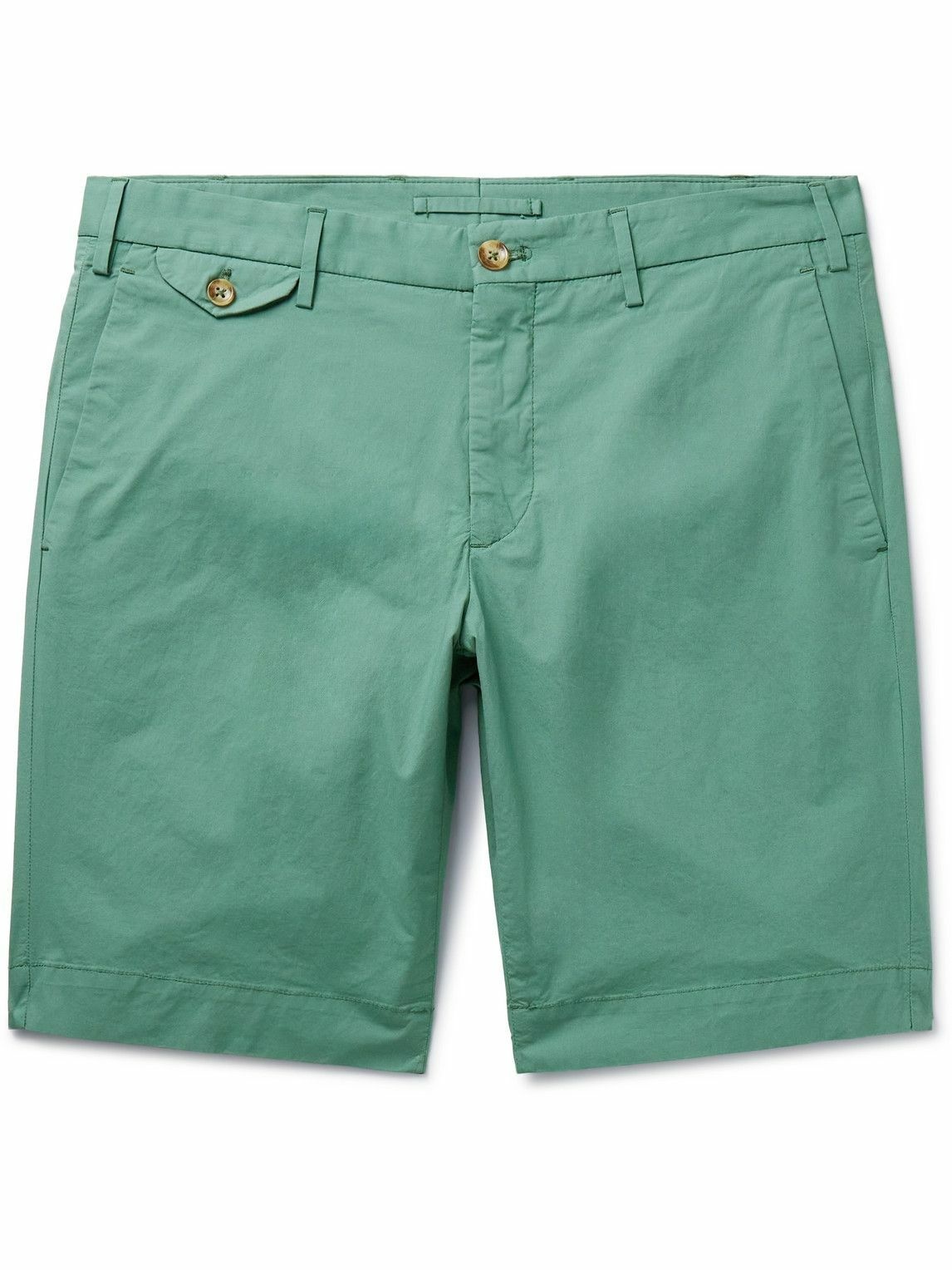 Photo: Incotex - Venezia 1951 Slim-Fit Stretch-Cotton Poplin Bermuda Shorts - Green