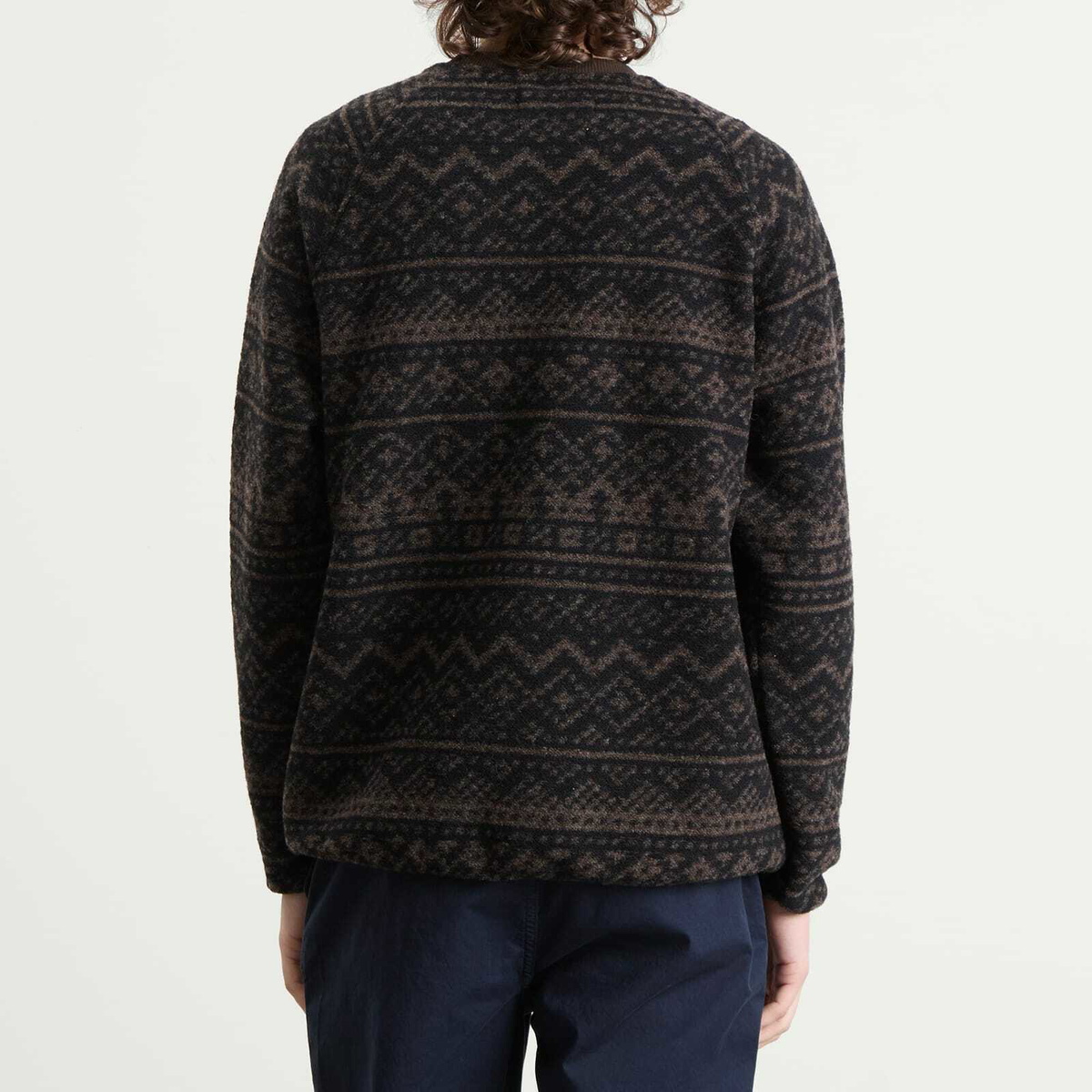 Kestin Men's Junction Knitted Fairisle Sweatshirt in Peat/Black