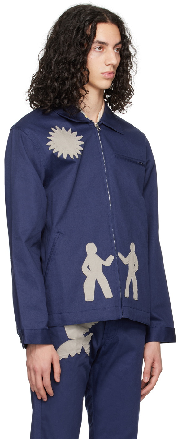 Carne bollente デニムジャケット Carne Bollente Navy Summer Romance Denim Jacket Carne Bollente