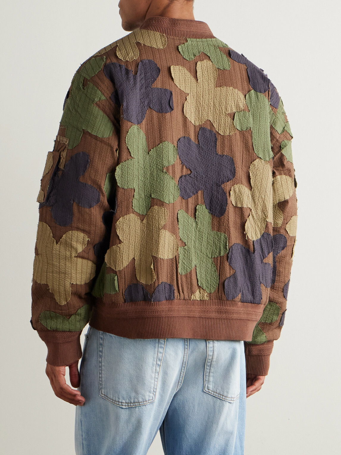 Kardo - Max Embroidered Appliquéd Cotton-Seersucker Bomber Jacket - Green