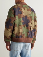 Kardo - Max Embroidered Appliquéd Cotton-Seersucker Bomber Jacket - Green