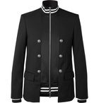 Balmain - Black Slim-Fit Panelled Wool and Tech-Jersey Blazer - Black