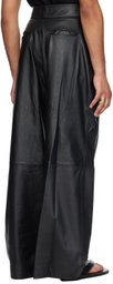 Aaron Esh Black Pleated Leather Trousers