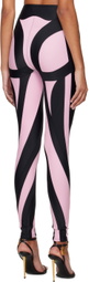 Mugler Pink & Black Spiral Leggings
