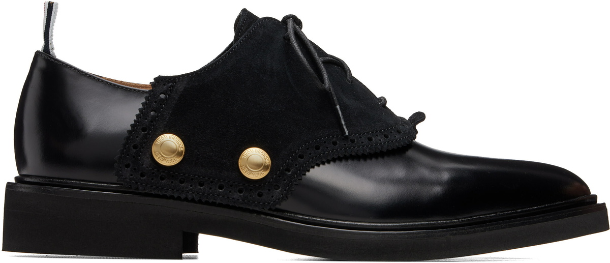 Thom Browne Black Soft Spazzolato Micro Sole Saddle Derbys