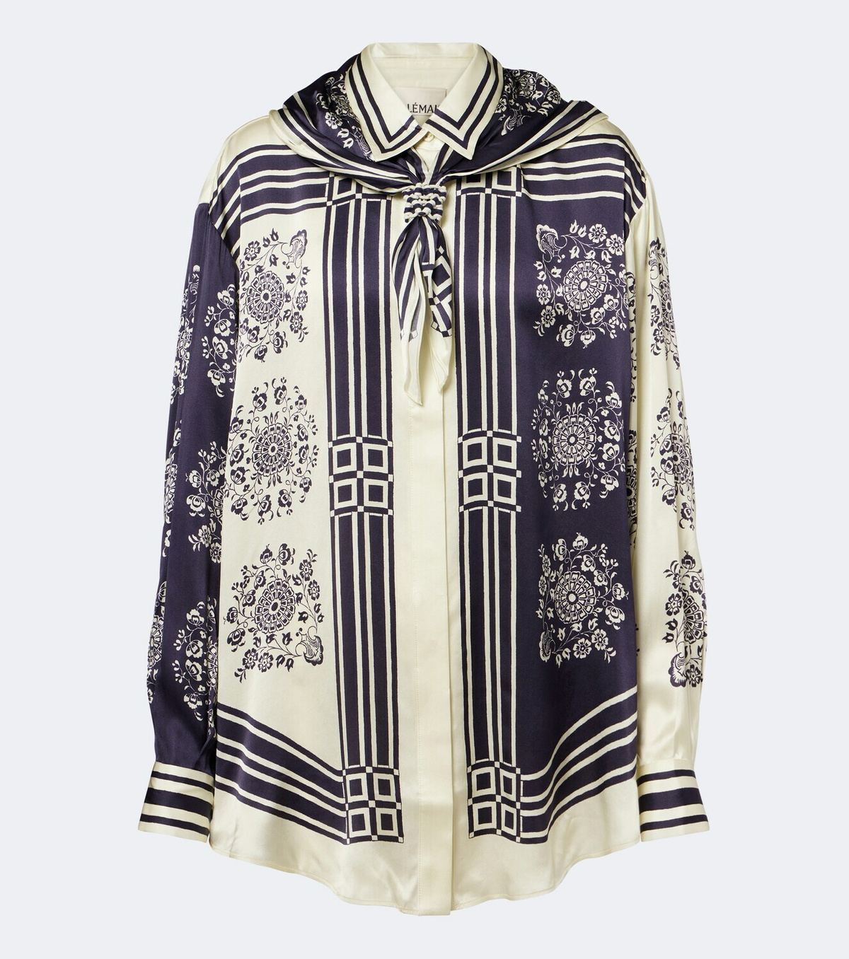 Alémais Banderra scarf-detail printed silk shirt
