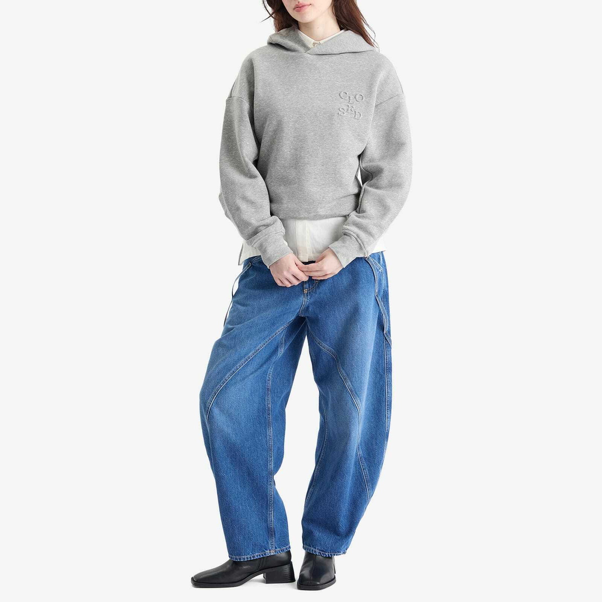 Closed Women's Folded Hem Hoodie in Light Grey Melange
