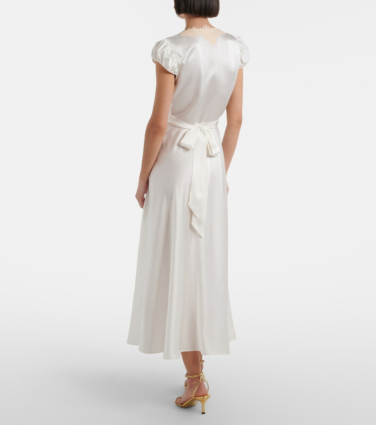 Dôen Coraline lace-trimmed silk midi dress