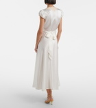 Dôen Coraline lace-trimmed silk midi dress