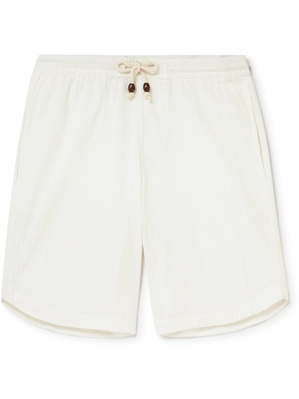 Photo: SMR Days - Hiri Straight-Leg Striped Cotton-Voile Drawstring Shorts - White