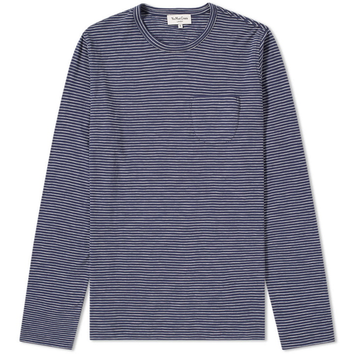 Photo: YMC Long Sleeve Matisse Stripe Pocket Tee Blue