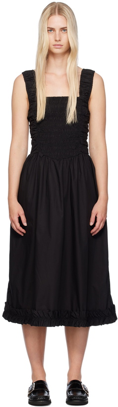 Photo: GANNI Black Shirred Midi Dress