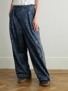 KAPITAL - Wide-Leg Striped Webbing-Trimmed Bandana-Print Tech-Jersey Track Pants - Blue