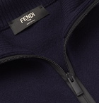 Fendi - Slim-Fit Logo-Trimmed Wool Zip-Up Sweater - Blue