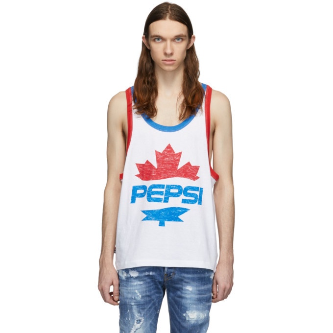 Photo: Dsquared2 White Pepsi Edition Cool Fit Tank Top