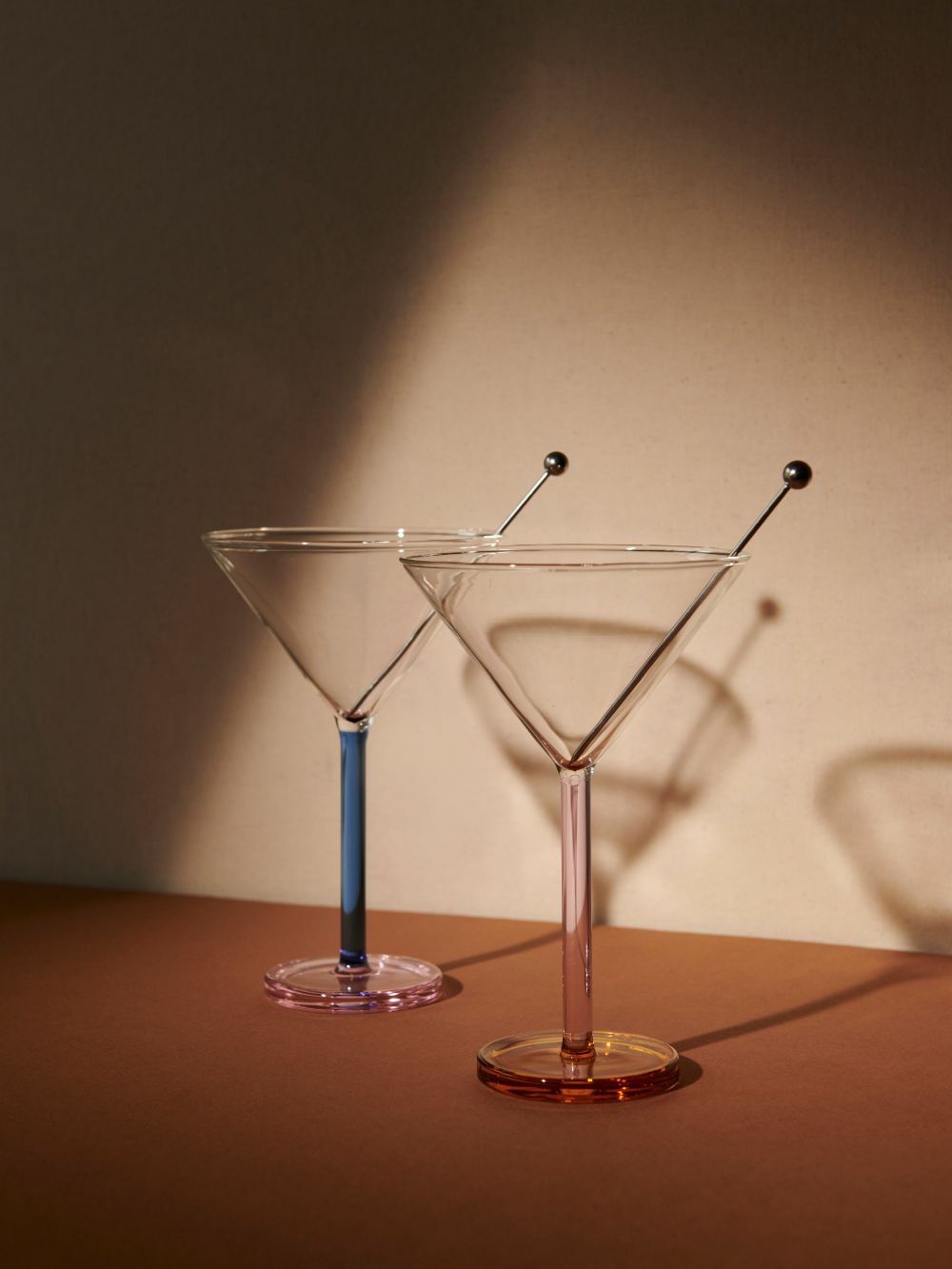 Sophie Lou Jacobsen Multicolour Glass And Stainless Steel Two Martini Glasses