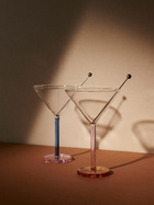 Sophie Lou Jacobsen Multicolour Glass And Stainless Steel Two Martini Glasses