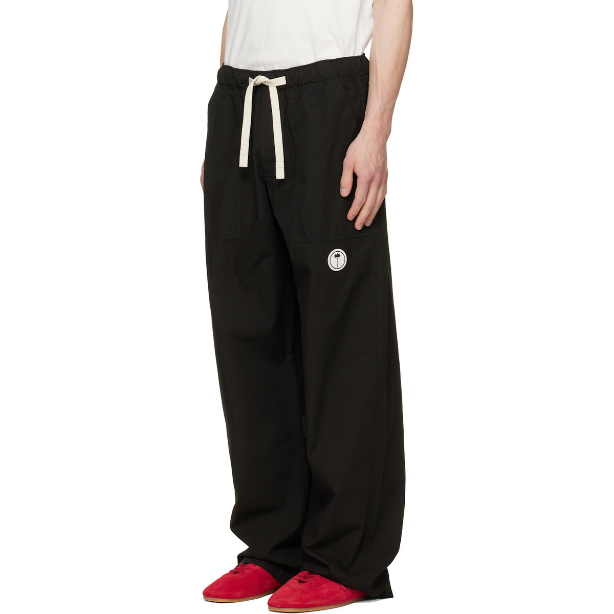 Palm Angels Black Tree Logo Loose Trousers
