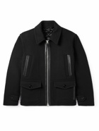 TOM FORD - Leather-Trimmed Padded Double-Faced Wool-Blend Jacket - Black