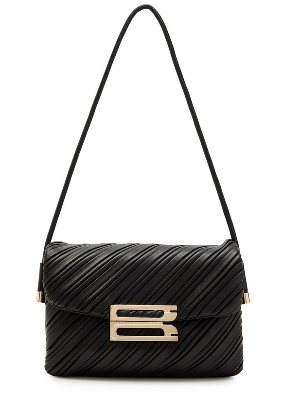 Photo: Victoria Beckham Dorian Textured Leather Shoulder bag - Black - One Size