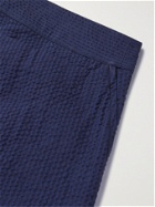 SEASE - Sunset Cotton-Seersucker Drawstring Shorts - Blue
