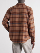 A.PRESSE - Checked Cotton and Silk-Blend Twill Shirt - Brown