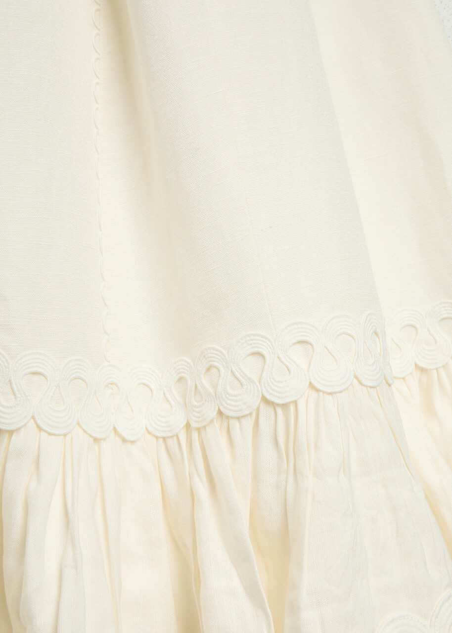 Rebecca Vallance Kahlia Appliquéd Linen-blend Mini Dress Ivory