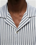 Officine Générale Eren Ss Textured Cotton Stripe Shirt Blue/White - Mens - Shortsleeves