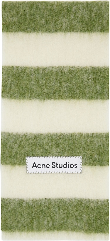 Photo: Acne Studios Green & Off-White Stripe Scarf