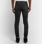 AMIRI - Skinny-Fit Panelled Distressed Stretch-Denim Jeans - Black