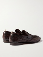 OFFICINE CREATIVE - Barona Woven Leather Penny Loafers - Brown - EU 40
