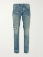 RRL - Distressed Slim-Fit Jeans - Blue
