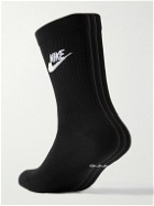 Nike - Three-Pack Nike Sportswear Everyday Essential Recycled Dri-FIT Socks - Black