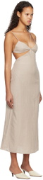 Subtle Le Nguyen Beige Cutout Maxi Dress