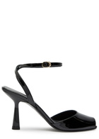 Stuart Weitzman Val 85 Patent Leather Sandals Black