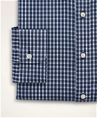 Brooks Brothers Men's Stretch Madison Relaxed-Fit Dress Shirt, Non-Iron Twill Mini-Check Button Down Collar | Navy