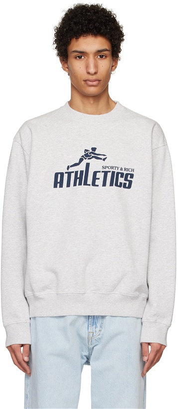 Photo: Sporty & Rich Gray 90s 'Athletics' Sweatshirt