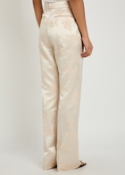 Ganni Floral-jacquard Satin Trousers White