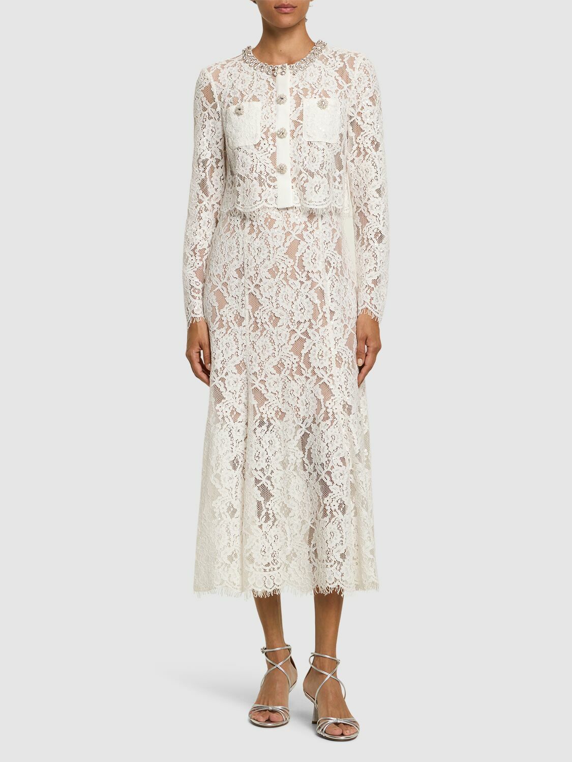 SELF-PORTRAIT Embellished Lace Midi Dress Self-Portrait SELF-PORTRAIT Embellished Lace Midi Dress Self-Portrait