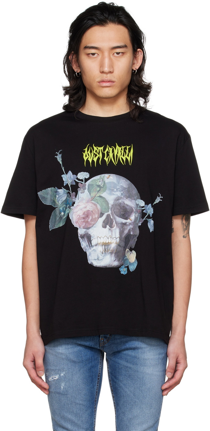 Just Cavalli Black Romance Skull T-Shirt Just Cavalli