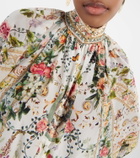 Camilla Floral high-neck silk crêpe blouse